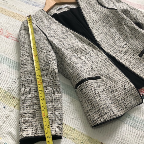 DKNYC Womens Faux-Leather Trim Tweed Jacket - Picture 6 of 7